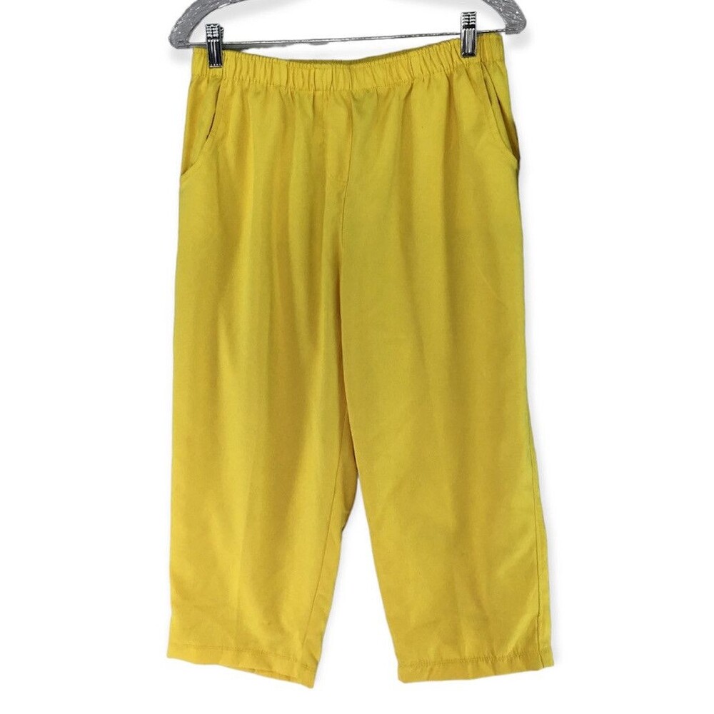 Rebecca Malone NEW Womens Large Capri Pant Stretch Hi Rise Pull On Yellow Aspen